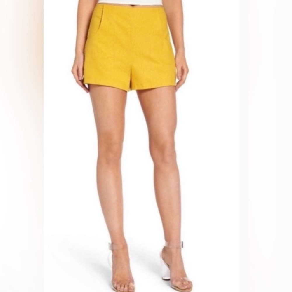 Nordstrom Leith Mustard Yellow High Waist Shorts size Medium - Picture 5 of 5
